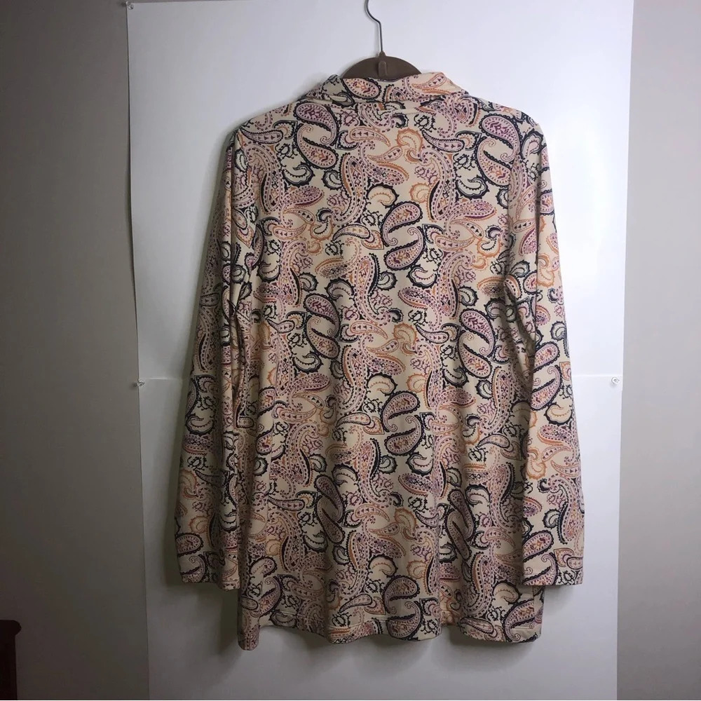 Cuddl Duds Paisley  Blazer Ochre Blue Pink Orange M Soft Pockets - Picture 8 of 9